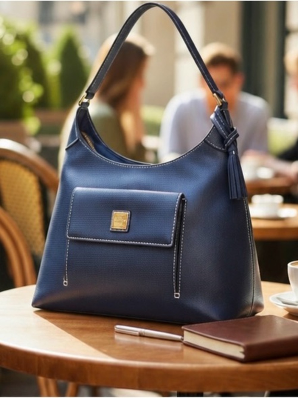Dooney & Bourke Saffiano Leather Small Hobo Bag Marine Blue